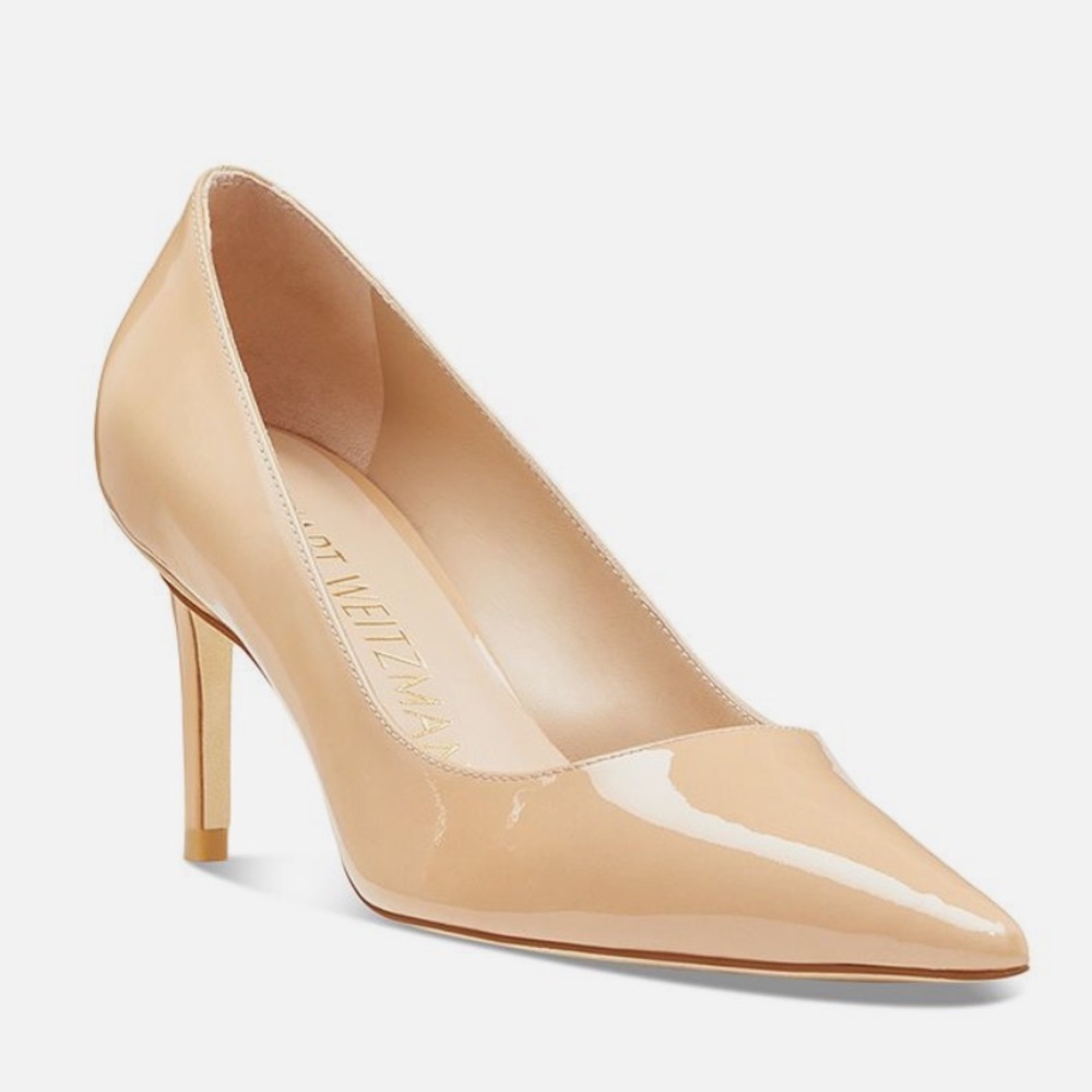 STUART WEITZMAN NUDE Patent Leather pointy toe Pumps Size 6.5 NEW